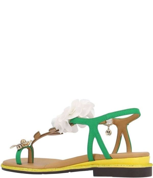 ジェイレニー レディース シューズ サンダル J Renee Dazee Daisy and Bee TStrap Toe Loop Flat Sandals GreenWhiteYellow ホワイト ジェイレニー レディース シューズ サンダル J Renee Dazee Daisy and Bee TStrap Toe Loop Flat Sandals GreenWhiteYellow ホワイト