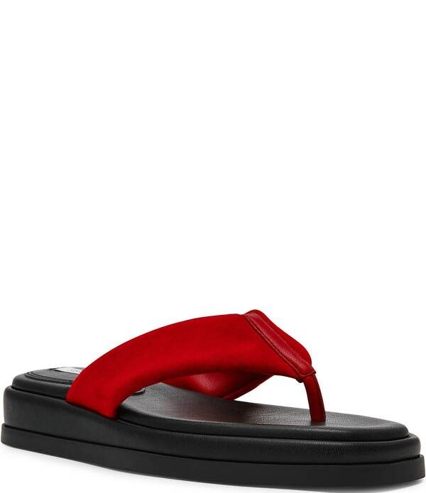 スティーブ マデン レディース シューズ サンダル プラットフォーム スエード Steve Madden Bella Suede Platform Flip Flops Red レッド