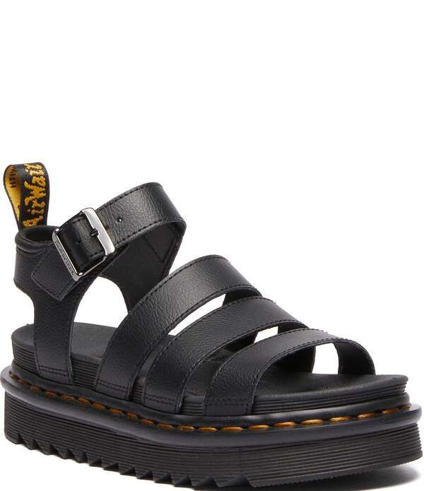 ドクターマーチン レディース シューズ サンダル プラットフォーム レザー Dr Martens Womens Blaire Athena Leather Platform Sandals Black ブラック
