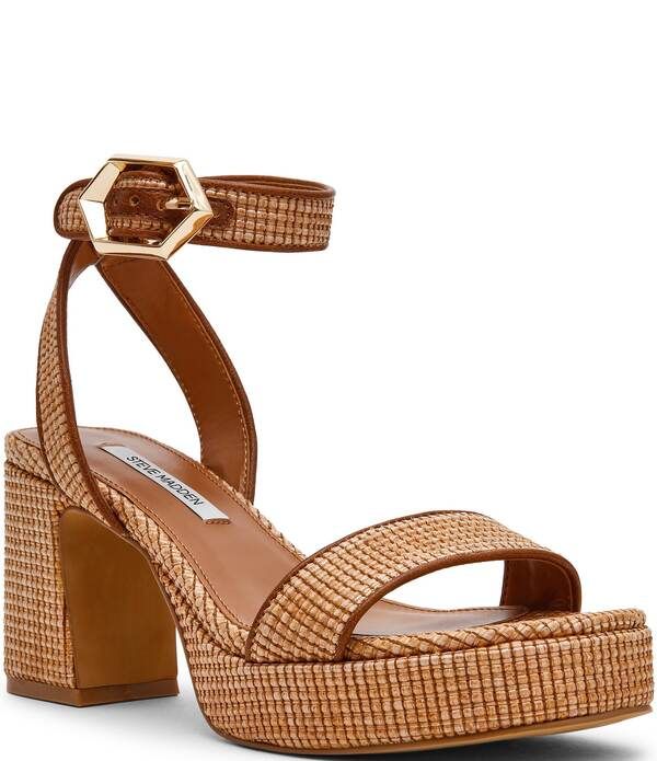 スティーブ マデン レディース シューズ サンダル プラットフォーム Steve Madden Elida Woven Raffia Platform Dressandals Raffia