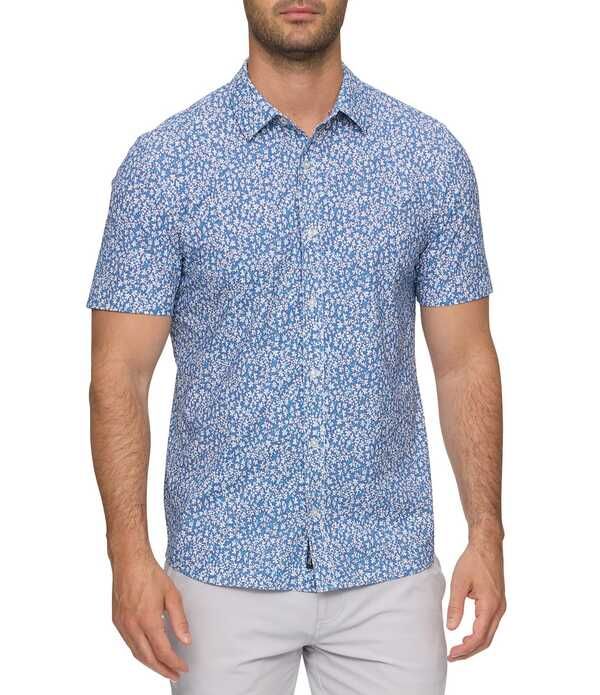 フラッグ アンド アンセム メンズ トップス シャツ フラワー柄 フラワー Flag and Anthem Short Sleeve Floral Button Front Shirt Medium BlueWhite ホワイト 14,686円