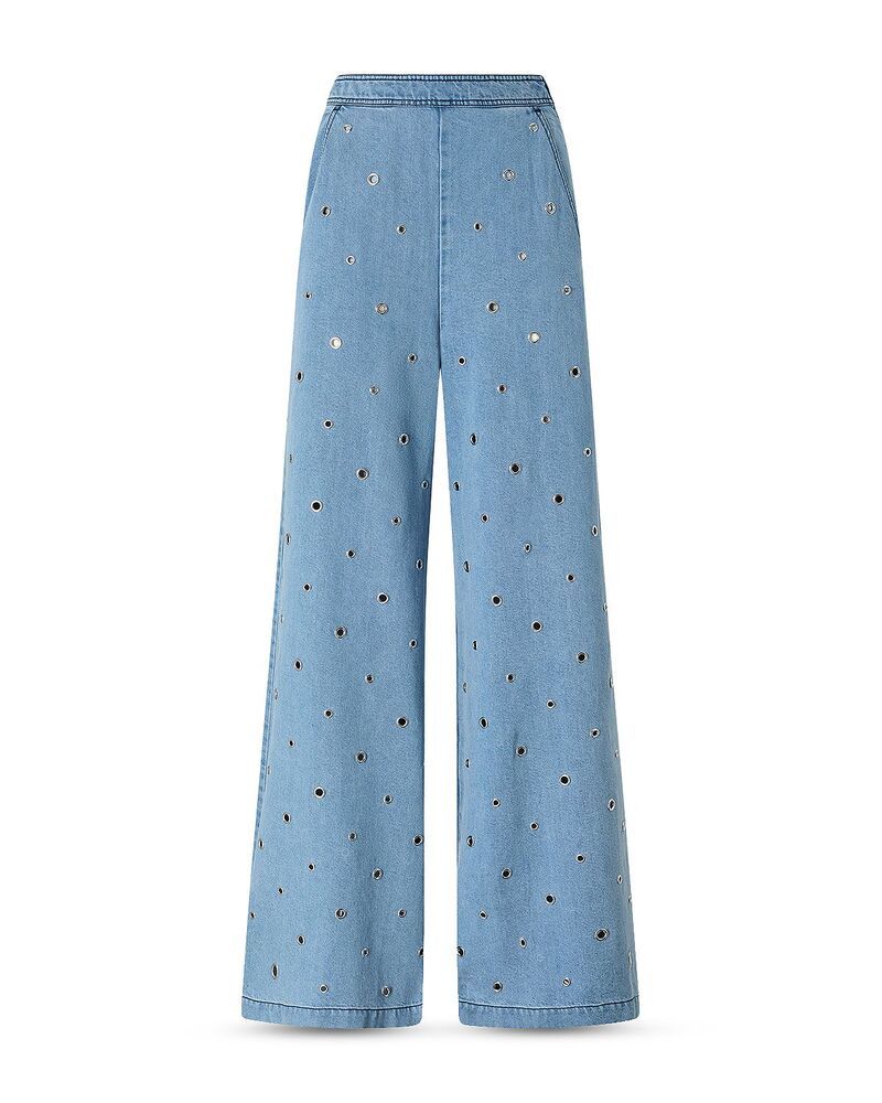 ピンコ レディース ボトムス カジュアルパンツ PINKO Stiratrici Chambray Pants Blue ブルー