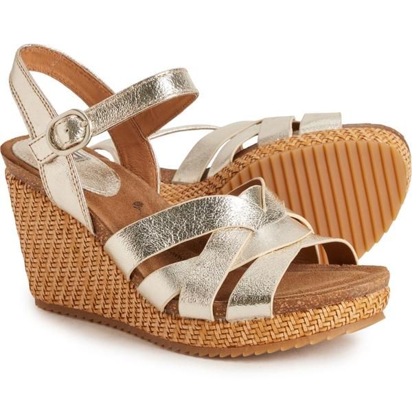 ソフト レディース シューズ サンダル レザー Sofft Carlana Wedge Sandals Leather For Women Platino