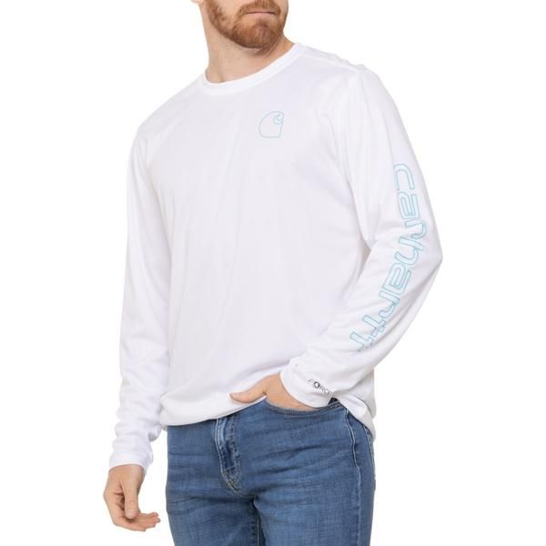 カーハート メンズ トップス シャツ ロゴ グラフィック Carhartt 106164 Force Sun Defender Logo Graphic TShirt UPF 50 Long Sleeve White ホワイト