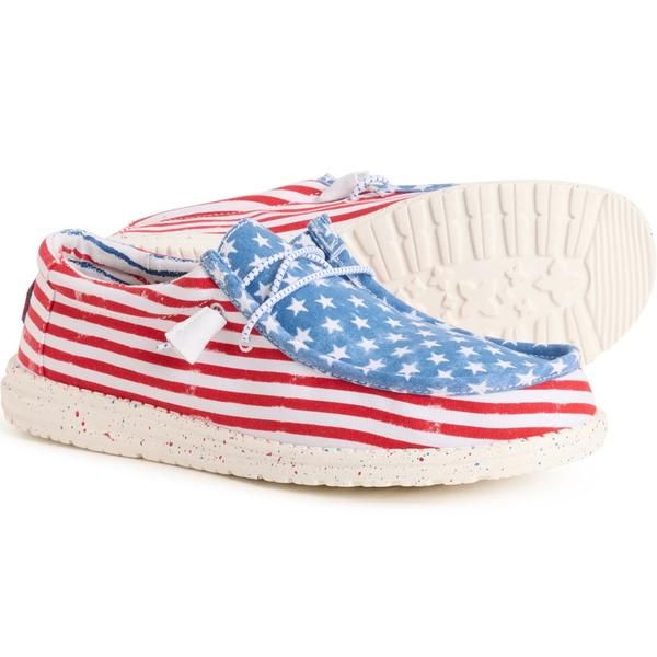 ヘイデュード メンズ シューズ スニーカー Hey Dude Wally Patriotic Sneakers SlipOns For Men Stars And Stripes ストライプ