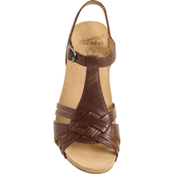 ダンスコ レディース シューズ サンダル レザー Dansko Tia Sandals Burnished Leather For Women Brown Milled Burnished ブラウン