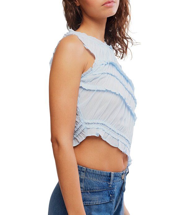 フリーピープル レディース トップス シャツ クルーネック アシンメトリー ノースリーブ シャーリング Free People Pink Sandsmocked Crew Neck Sleeveless Asymmetric Hem Tank Top Dew