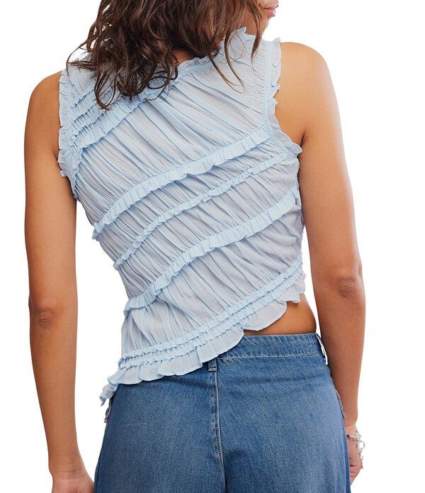 フリーピープル レディース トップス シャツ クルーネック アシンメトリー ノースリーブ シャーリング Free People Pink Sandsmocked Crew Neck Sleeveless Asymmetric Hem Tank Top Dew