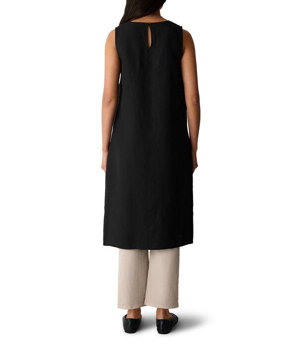 エイリーンフィッシャー レディース トップス シャツ サイドスリット ノースリーブ リネン Eileen Fisher Organic Linen Round Neck Sleevelesside Slitunic Black ブラック
