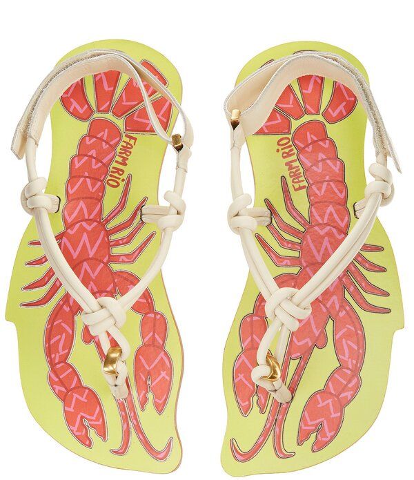 ファーム レディース シューズ サンダル Farm Rio Lobster Sling Back Thong Sandals Ivory and Blue Bird アイボリー