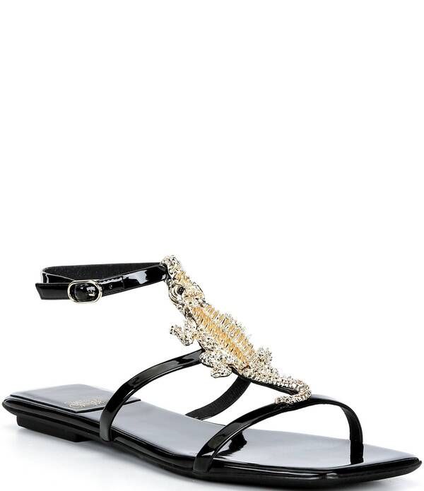 ジェフリー キャンベル レディース シューズ サンダル Jeffrey Campbell Reptilian Patent Gold TStrap Sandals Black ブラック