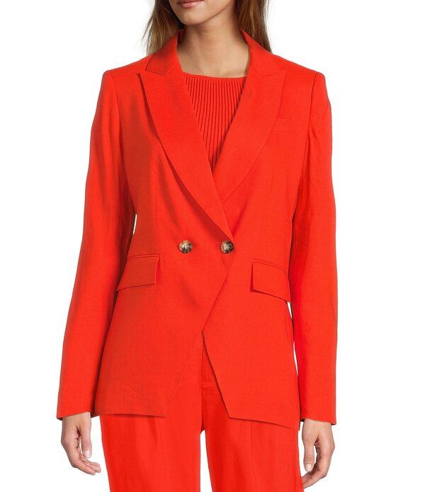 アントニオ メラーニ レディース アウター コート ブレザー リネン Antonio Melani Kiera Linenotch Lapelong Sleeve Double Breasted Coordinating Blazer Strawberry