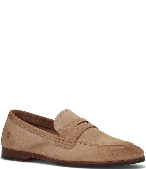 フライ メンズ シューズ スリッポン・ローファー スエード Frye Mens Graham Waxed Suede Penny Loafers Dune