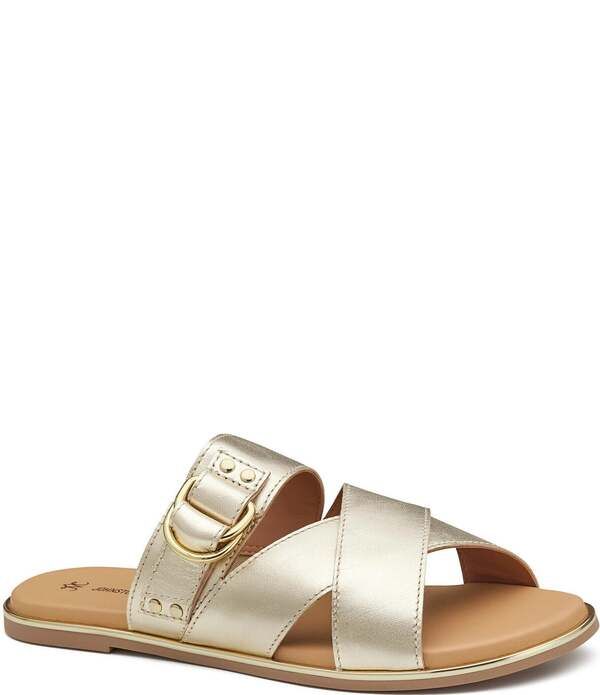 ジョンストンアンドマーフィー レディース シューズ パンプス サンダル レザー Johnston Murphy Shayla Leather CrossBandRing Hardware Slide Sandals Gold ゴールド