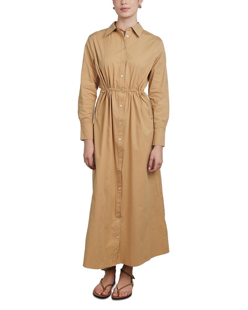 ポイント レディース トップス シャツ ドローコードウエスト マキシ Point Drawstring Waist Maxi Shirtdress Iced Coffee コーヒー