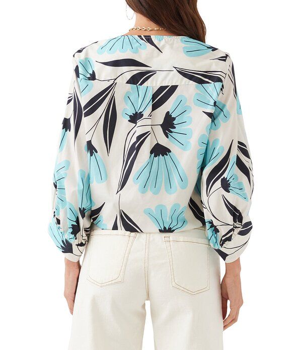 カレンケーン レディース トップス シャツ Vネック フラワー柄 フラワー Karen Kane Poplin Floral VNeck 34 Blouson Sleeve Tie Frontoprint カレンケーン レディース トップス シャツ Vネック フラワー柄 フラワー Karen Kane Poplin Floral VNeck 34 Blouson Sleeve Tie Frontoprint