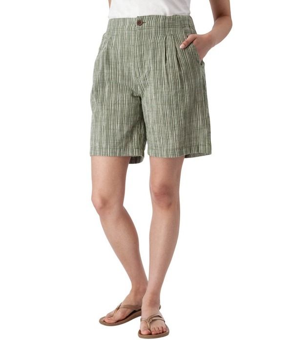アベンチュラ レディース ボトムス ハーフパンツ・ショーツ プリーツ プリント ショートパンツ リネン Aventura Leni Stripe Print Linen Blend Pleated Bermuda Shorts Olive オリーブ