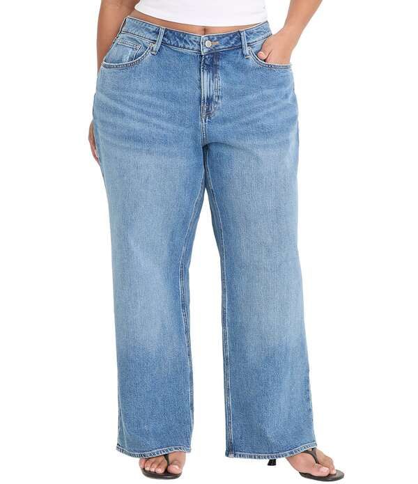 グッドアメリカン レディース ボトムス デニムパンツ ワイドレッグ ヴィンテージ ローライズ プラスサイズ ジーンズ Good American Plusize Vintage Low Rise Loose Wide Leg Denim Jeans Indig
