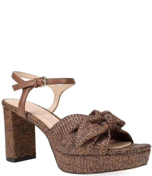 ペレモーダ レディース シューズ サンダル ヒール Pelle Moda Penni Raffia Bow Block Heel Dressandals Chocolate チョコレート