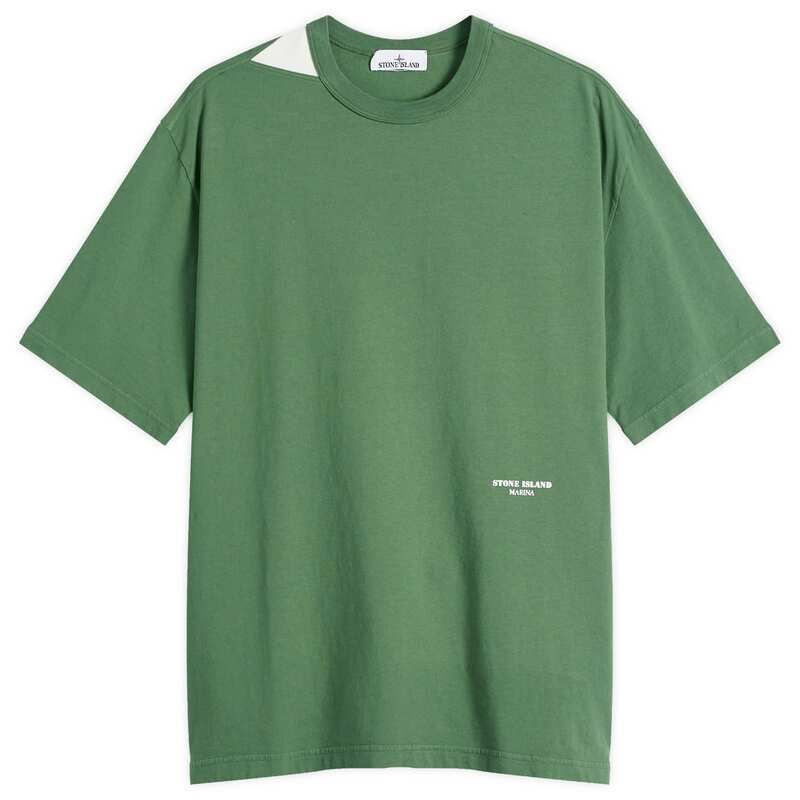 ストーンアイランド メンズ トップス Tシャツ ロゴ Stone Island Marina Smallogo TShirt Quartz Green グリーン