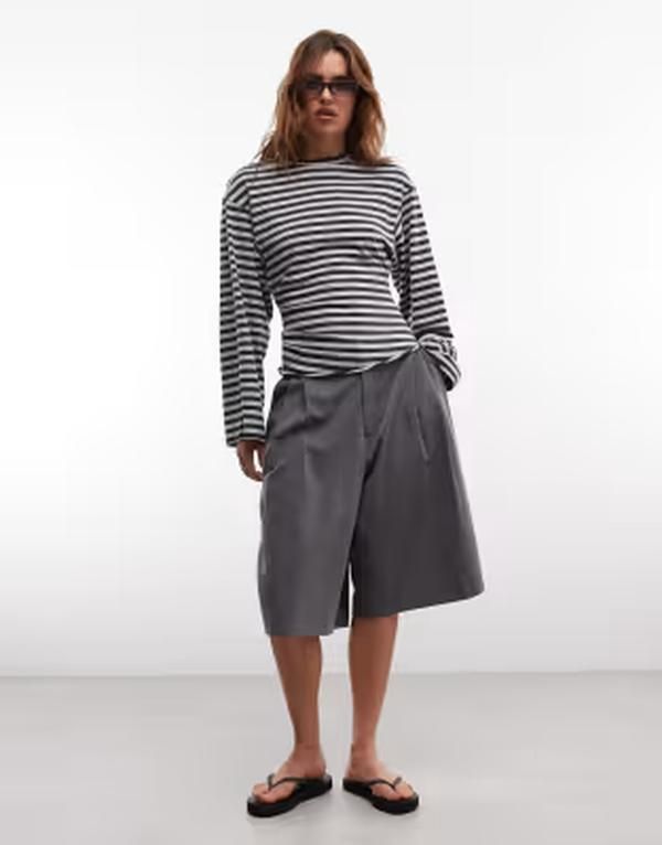 ウィークデイ レディース トップス Tシャツ ウエストマーク Weekday cinched waist long sleeve Tshirt melange Gray melange グレー ウィークデイ レディース トップス Tシャツ ウエストマーク Weekday cinched waist long sleeve Tshirt melange Gray melange グレー