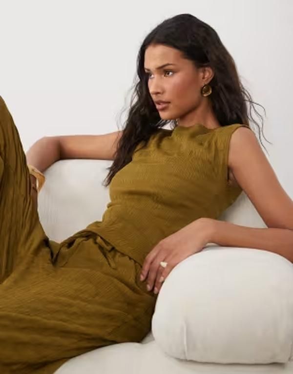 ブレーブソウル レディース トップス ベスト Brave Soul textured tank top in olive green part of a set OLIVE GREEN グリーン