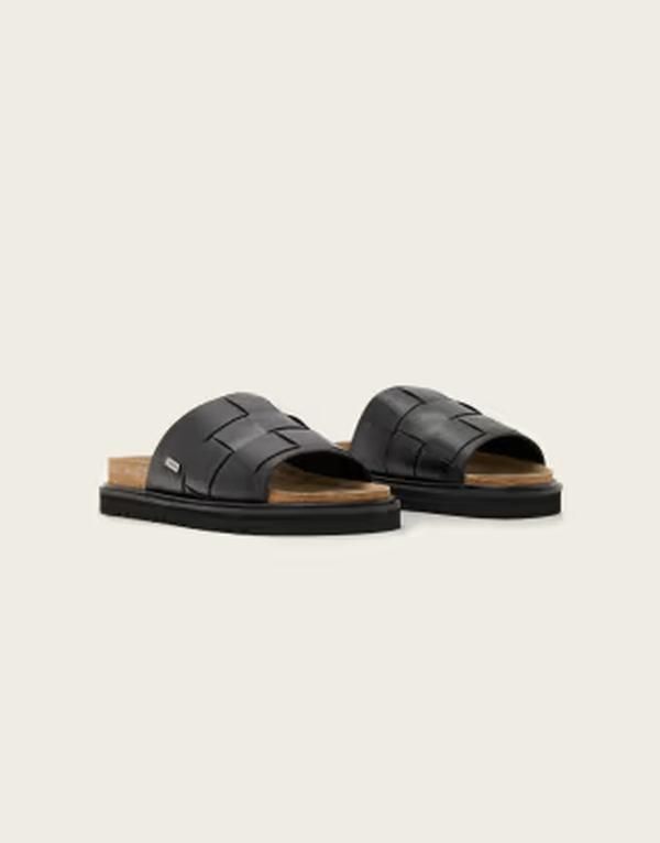オールセインツ メンズ シューズ サンダル レザー AllSaints Randaleather woven one strap sandals Black ブラック 46,680円