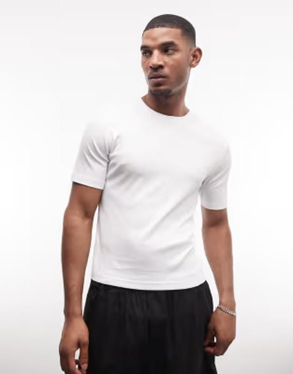 ウィークデイ メンズ トップス Tシャツ リブニット スリムフィット ニット Weekday slim fit rib knitshirt White ホワイト