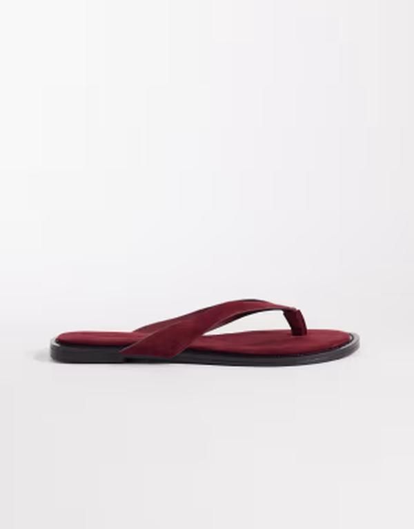 エイソス レディース シューズ サンダル スエード ASOS DESIGN Fenna premium real suede flip flops Burgundy suede バーガンディ