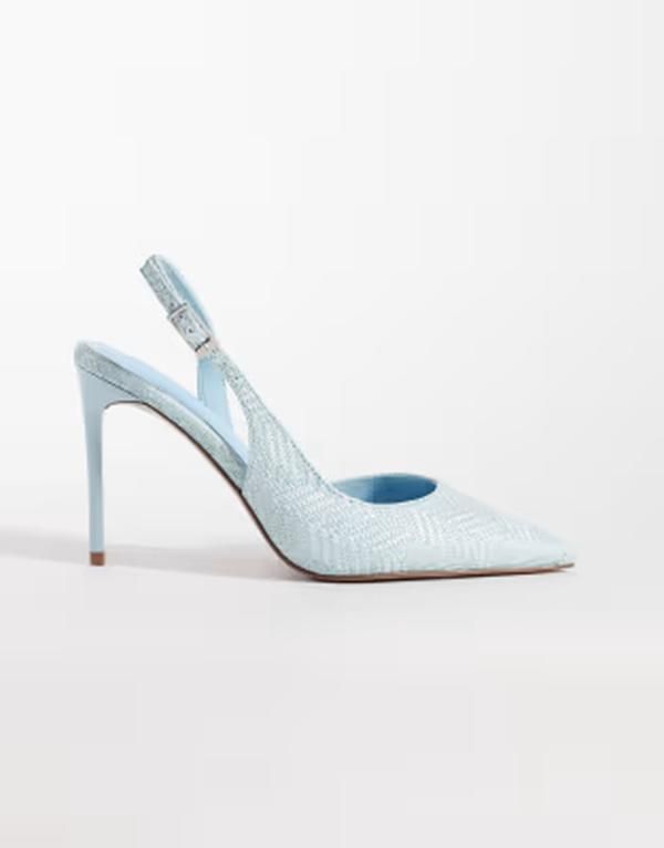 エイソス レディース シューズ ヒール ASOS DESIGN Polar slingback stiletto higheel shoes BLUE ブルー