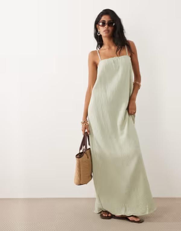ジェイディーワイ レディース トップス ワンピース ノースリーブ マキシ JDY cheesecloth sleeveless maxi dress in sage Desert sage セージ