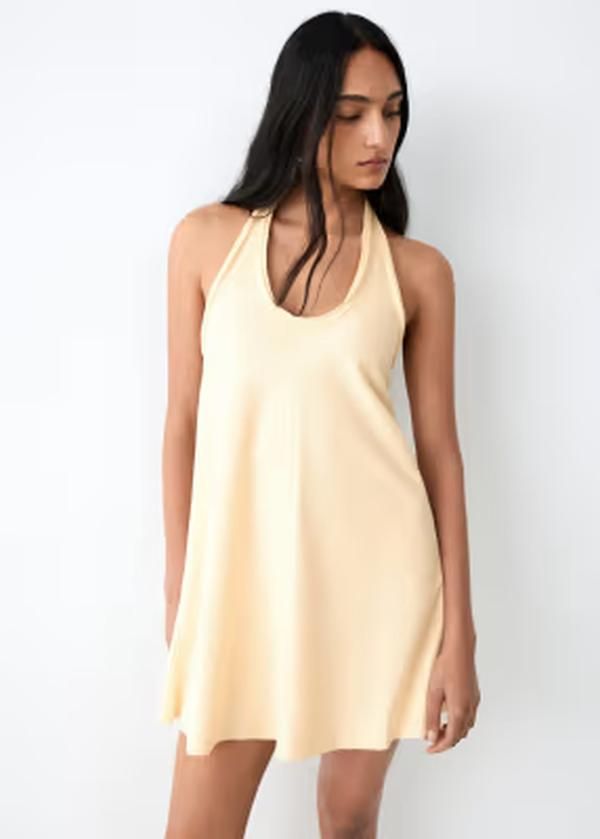 マンゴ レディース トップス ワンピース ミニ Tシャツ ホルター Mango Teen halterneck mini dress in butter yellow イエロー 9,840円