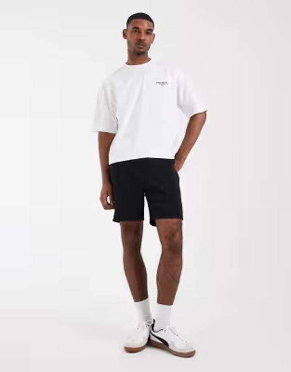 エイソス メンズ ボトムス ハーフパンツ・ショーツ ショートパンツ ジャージー ASOS DESIGN essentialslimid length jersey shorts Black ブラック