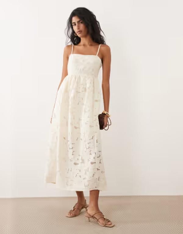 ジェイディーワイ レディース トップス ワンピース ミディ レース JDY lace detail midi dress in cream クリーム