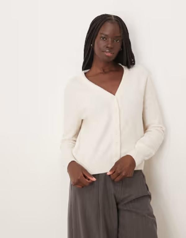マンゴ レディース アウター カーディガン Vネック Mango vneck cardigan CREAM クリーム