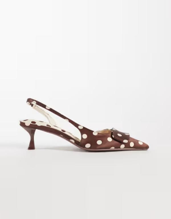 リバーアイランド レディース シューズ ヒール ドット柄 ドット River Island polka dot slingback heels in dark brown ブラウン