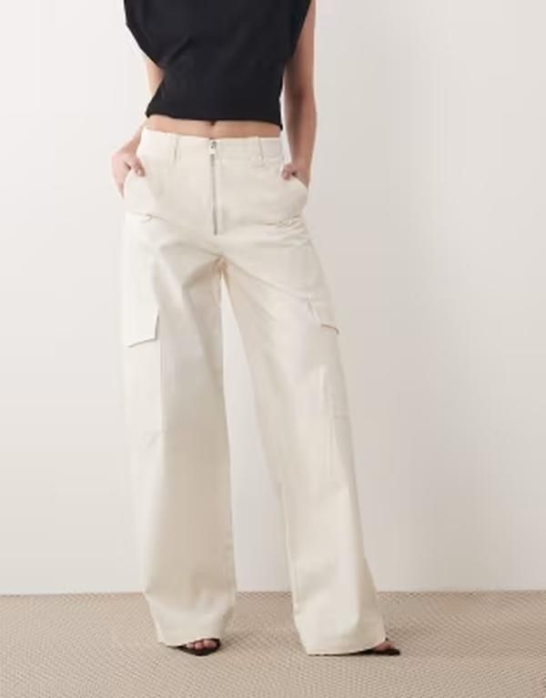 マンゴ レディース ボトムス カジュアルパンツ キャップ Mango Capsule premium tailored utility pants in cream クリーム