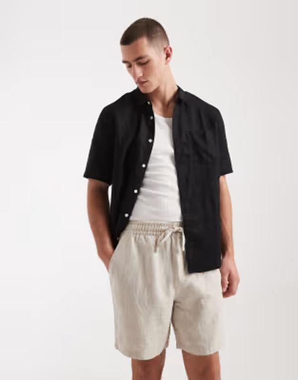 コットンオン メンズ ボトムス ハーフパンツ・ショーツ ショートパンツ リネン Cotton linen easy shorts in oatmeal オートミール