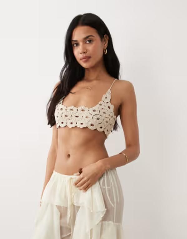 ミスセルフフリッジ レディース アンダーウェア ブラジャー Misselfridge crochet beach bra top inatural NATURAL