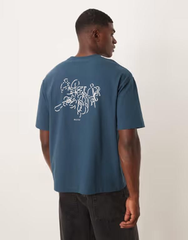 セレクティッド メンズ トップス Tシャツ グラフィック Selected Tshirt with graphic with Key Largo ブルー