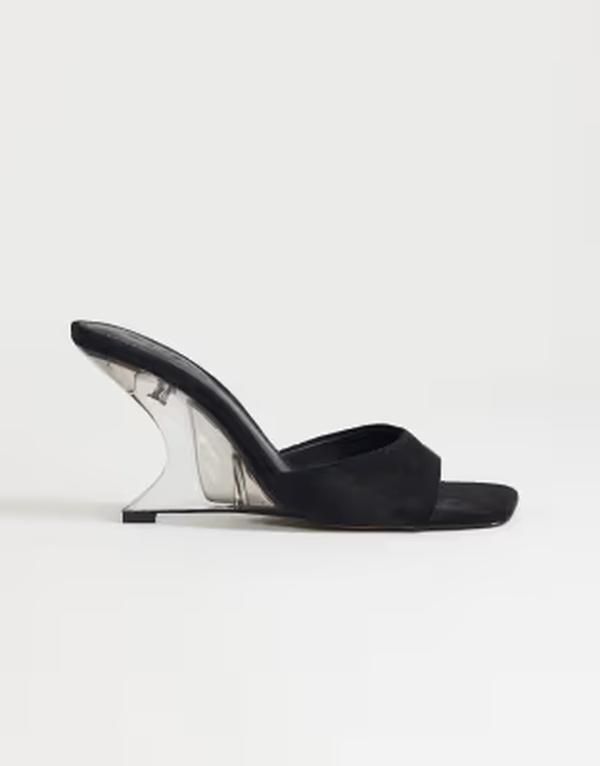 トップショップ レディース シューズ サンダル ヒール Topshop Esme mules with clear wedge heels Black ブラック
