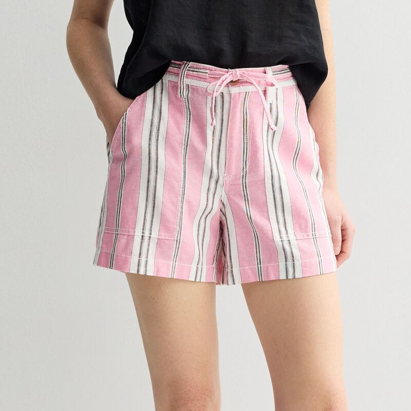 ソノマ レディース ボトムス ハーフパンツ・ショーツ ショートパンツ リネン Womensonoma Goods For Life Mid Rise Linen Shorts Pink Plum Stripe ピンク