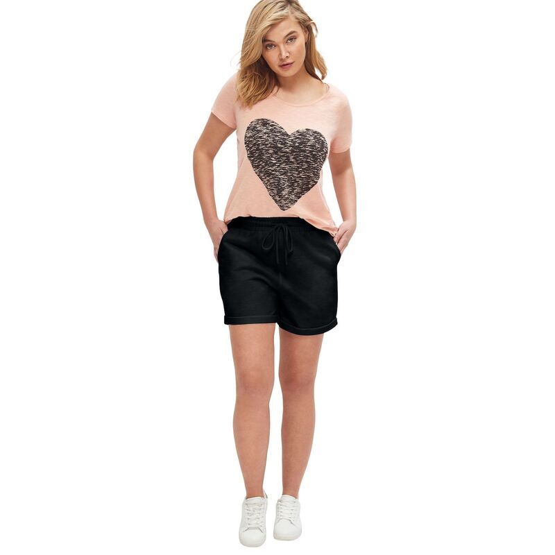 Ellos レディース ボトムス ハーフパンツ・ショーツ プラスサイズ パイル ショートパンツ ellos Plusize French Terry Drawstring Shorts Black ブラック