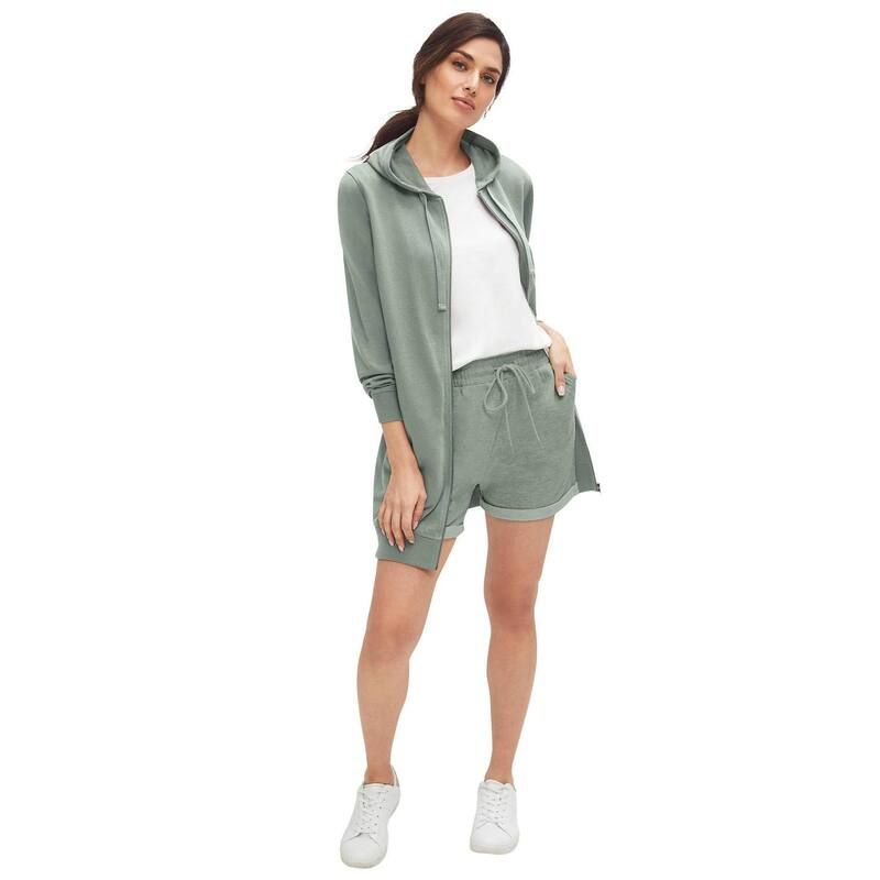 Ellos レディース ボトムス ハーフパンツ・ショーツ プラスサイズ パイル ショートパンツ ellos Plusize French Terry Drawstring Shorts Grey Spruce グレー