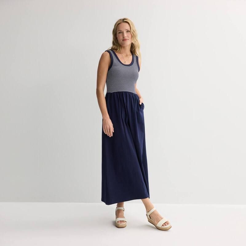 ソノマ レディース トップス ワンピース ノースリーブ マキシ Womensonoma Goods For Life Sleeveless Pockets Maxi Dress White Simple Stripe ホワイト