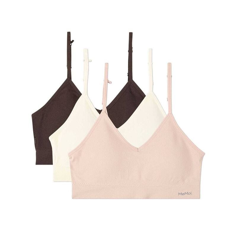 メモイ レディース アンダーウェア ブラジャー Vネック MeMoi 3 Pack Womenseamless LowBack VNeck TagFree Padded Pullover Bras Pink Egret Chocolate ピンク