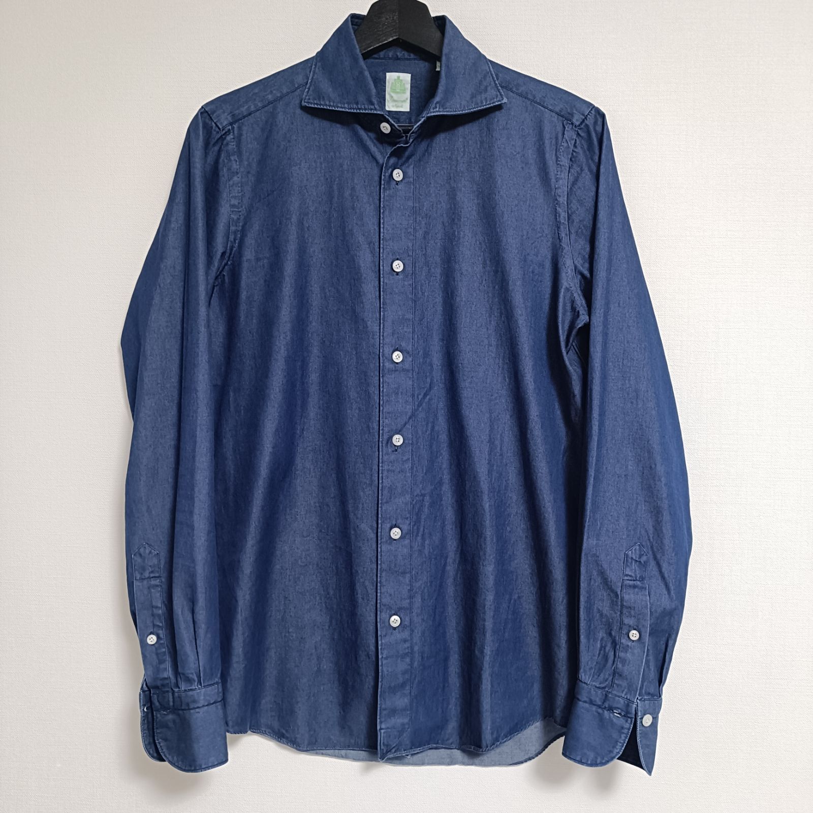 【良品】Finamore フィナモレ ホリゾンタルカラーデニムシャツ Finamore フィナモレ デニムシャツ ホリゾンタルカラー インディゴ