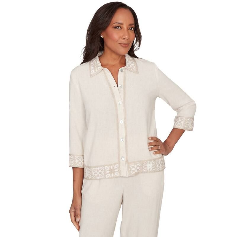 アルフレッド ダナー レディース アウター ジャケット・ブルゾン リネン Womens Alfredunner Embellished Crochetrim Linen Jacket Linen