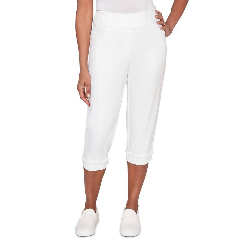 アルフレッド ダナー レディース ボトムス カジュアルパンツ デニム キャップ Womens Alfredunner Faux Pearl Denim Super Stretch Capris White ホワイト