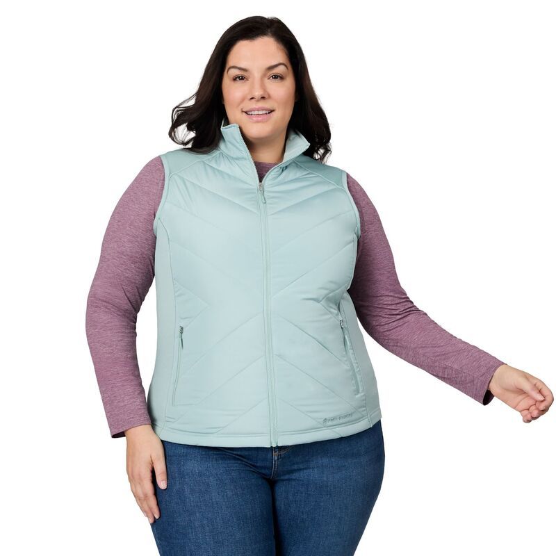 フリー カントリー レディース アウター ジャケット・ブルゾン プラスサイズ キルティング ベスト Free Country Womens Plusize Quilted Hybrid Vest Green Tea グリーン